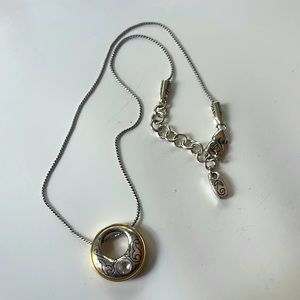 Brighton necklace silver and gold with crystal on pendant